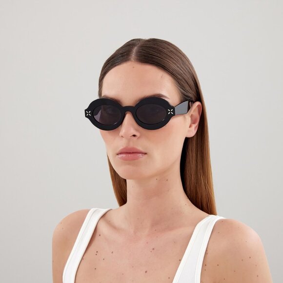 NEW AZZEDINE ALAIA SUNGLASSES AA0059S 001 WOMEN OVAL BLACK EYEWEAR main image 4